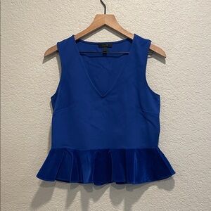J Crew Royal Blue Velvet Peplum Top Small